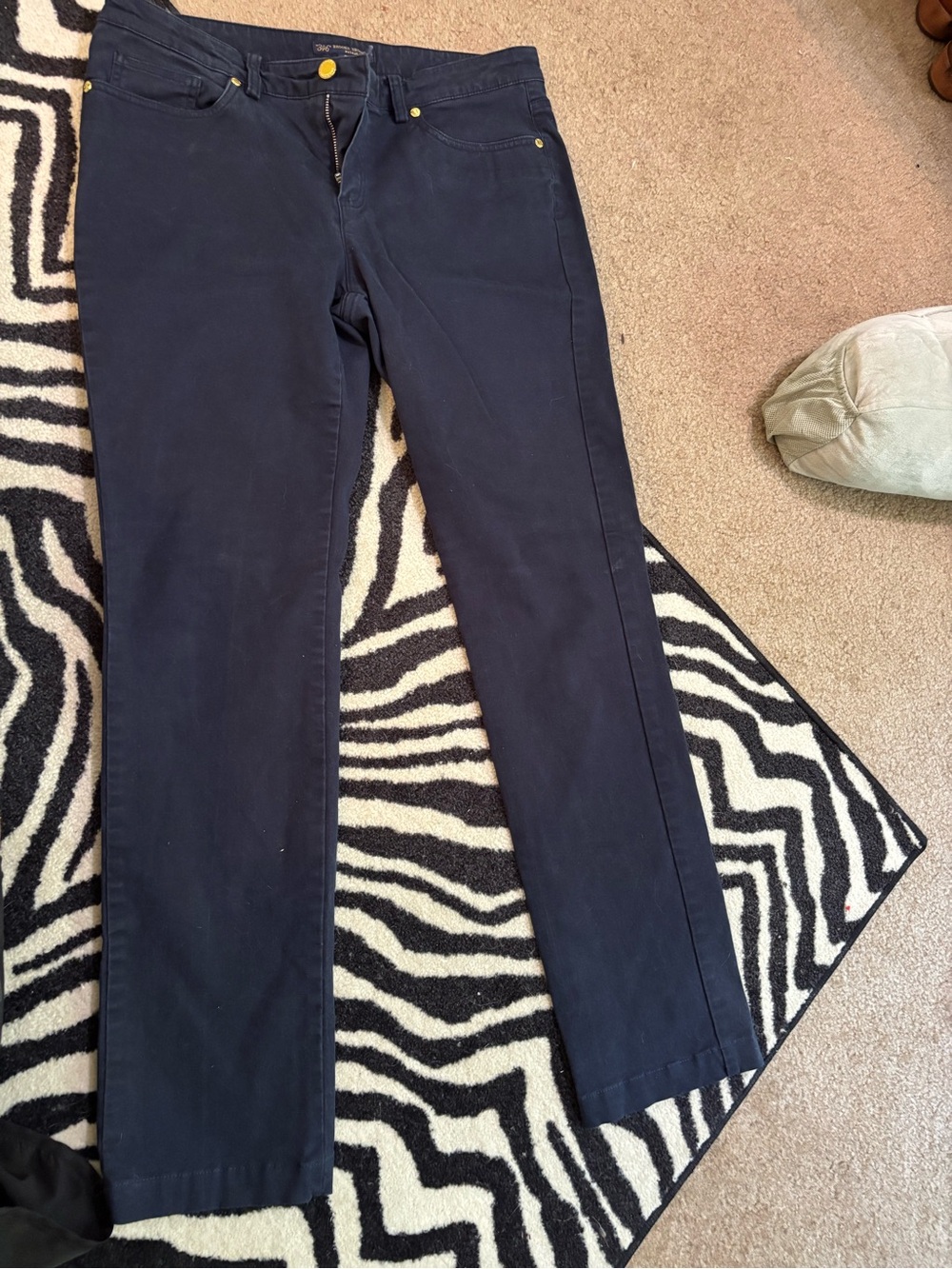 Brooks Brothers 346 Natalie Fit Navy Blue Pants Women's Size 8 Gold Hardware